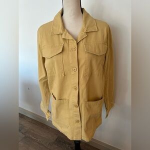 Anthropologie Sanctuary military jacket, mustard large pockets button front SZ L